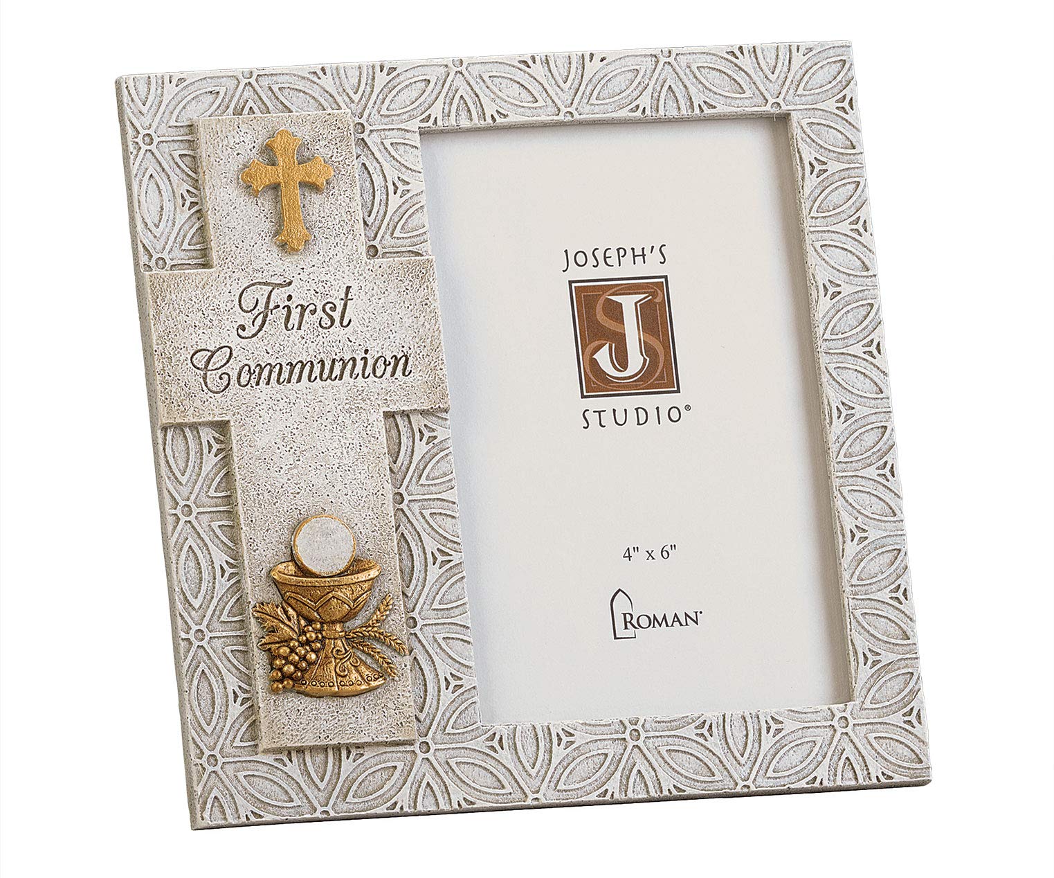 Joseph's Studio by Roman - First Communion Picture Frame for 4" x 6" Photo, Vertical Tabletop or Desk Display - 7.25" H, Resin and Stone, Decorative, Collection, Durable, Long Lasting