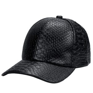 INOGIH Snakeskin-Leather Baseball-Cap Unisex Casual-Dad-Hat Adjustable Snapback for Women Men Black