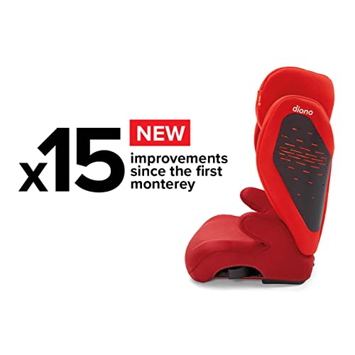 Diono Monterey 4DXT Latch, 2-in-1 High Back Booster Car Seat with Expandable Height, Width, Advanced Side Impact Protection, 8 Years 1 Booster, Red