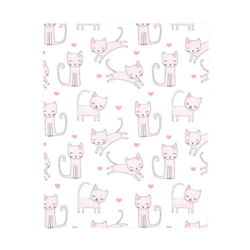 NoJo Super Soft Pink & White Purrdy Kitty Cat Fitted Mini Crib Sheet, Pink, White , 38x5x24 Inch (Pack of 1)