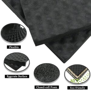 BXI Soundproofing Closed Cell Foam - 2 Pack Self-Adhesive 16'' X 12'' X 1.8'' Thickened Egg Crate Sound Proof Foam - Acoustic Foam Panels Great for Noise & Thermal Insulation (Black)