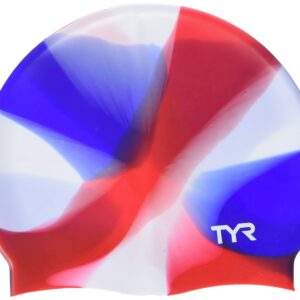 TYR Junior Tie Dye Swim Cap, Red/White/Blue