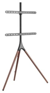 displays2go 43”- 65” tripod easel artistic tv stand, 180° swivel – black/walnut (arttv65b)