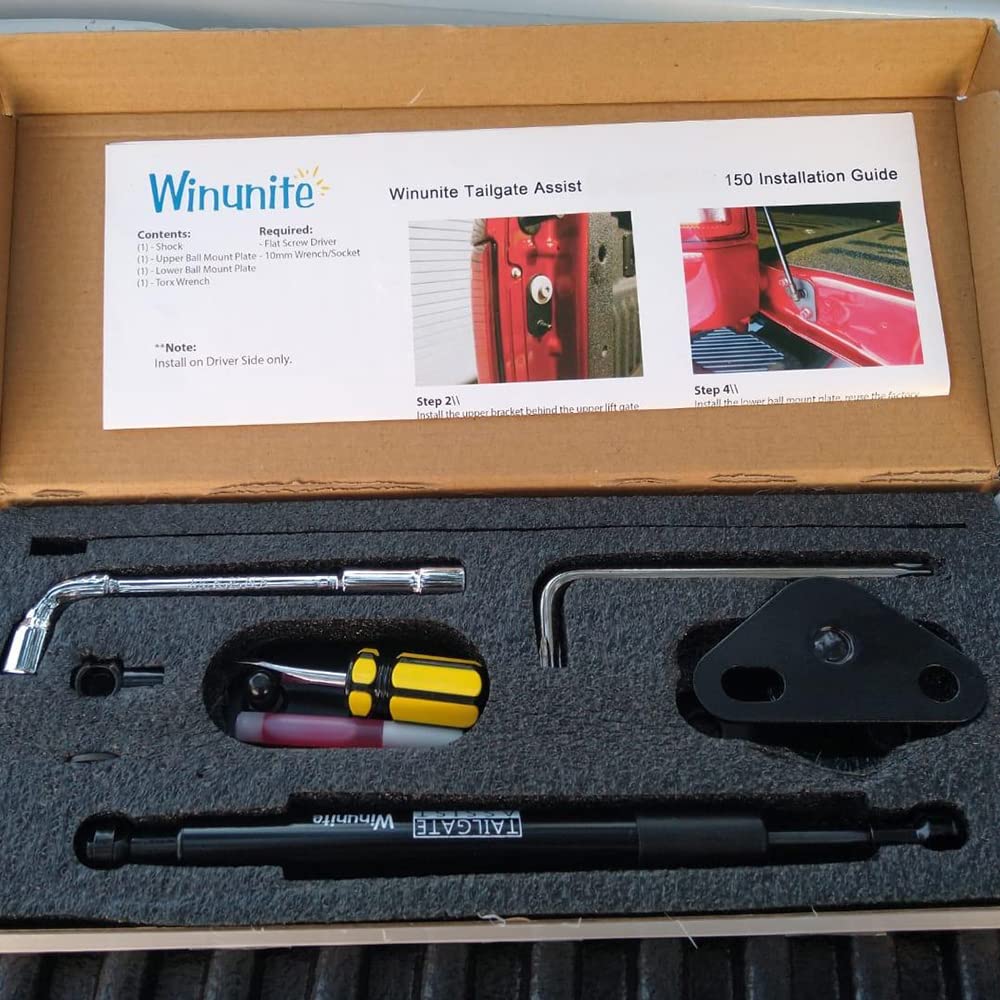 Winunite Compatible with 2015-2024 F150 Tailgate Assist Shock Truck Lift Assist Fits for Truck Tailgate Accessories Soft Open Easy Down(All Tools Provided)