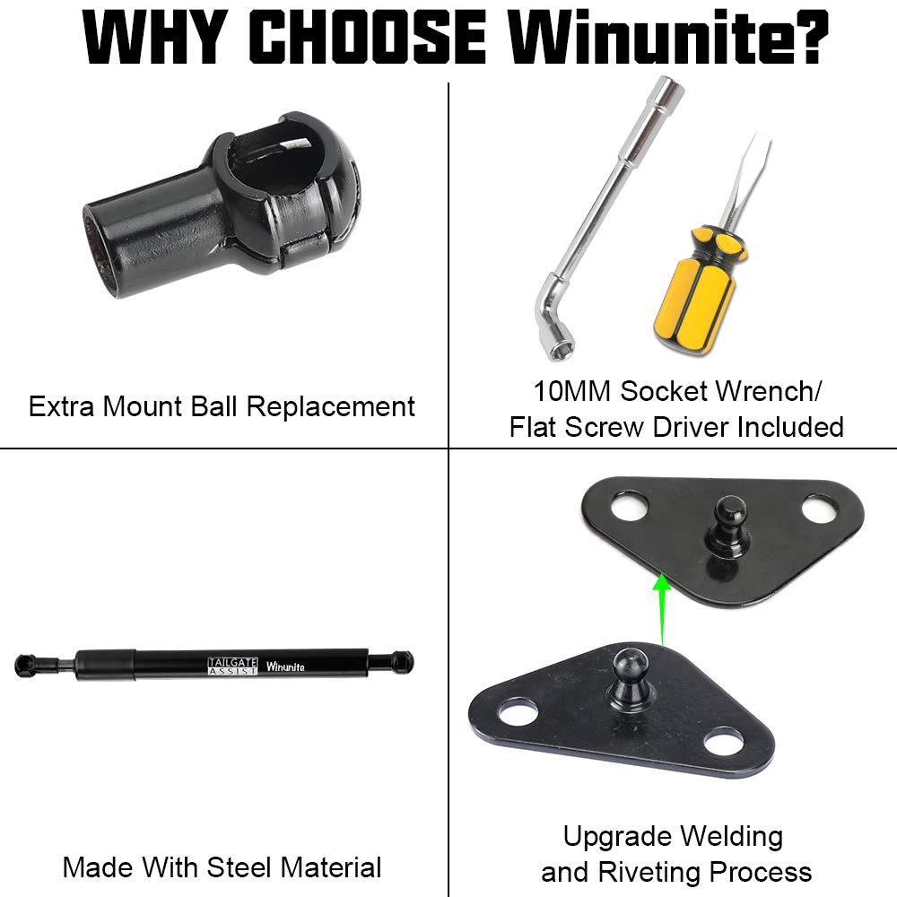 Winunite Compatible with 2015-2024 F150 Tailgate Assist Shock Truck Lift Assist Fits for Truck Tailgate Accessories Soft Open Easy Down(All Tools Provided)