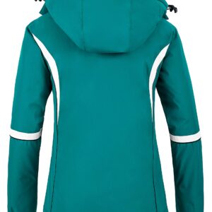 wantdo Women's Mountain Fully Taped Seams Waterproof Snowboard Jacket with Detachable Hood Turquoise M