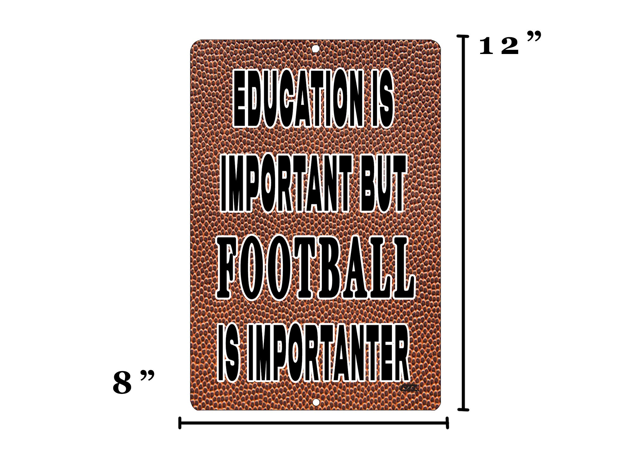 Rogue River Tactical Funny Football Player Metal Tin Sign Wall Decor Man Cave Bar Education is Important