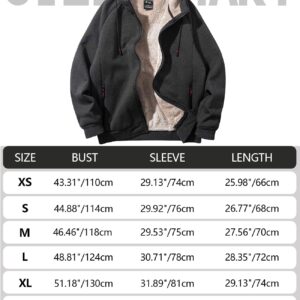 Gihuo Men's Winter Sherpa Lined Hoodie Zip Up Sweatshirt Heavyweight Warm Fleece Jacket with Pockets (Dark Grey, X-Large)