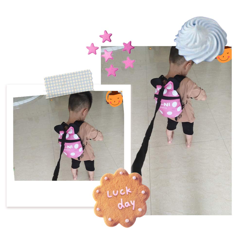 Baby Toddler Leash Baby Leash Backpack Little Kid Boys Girls Anti-Lost Travel Bag Harness Reins Cute Cartoon Backpacks with Safety Leash for Baby Backpack Leash for Toddlers 1-5 Years (Pink)