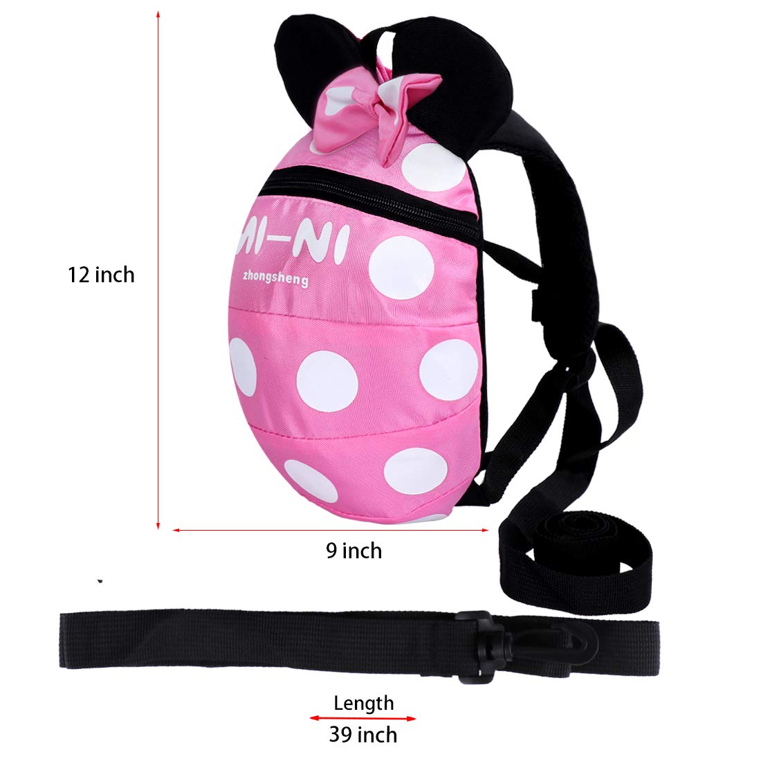 Baby Toddler Leash Baby Leash Backpack Little Kid Boys Girls Anti-Lost Travel Bag Harness Reins Cute Cartoon Backpacks with Safety Leash for Baby Backpack Leash for Toddlers 1-5 Years (Pink)