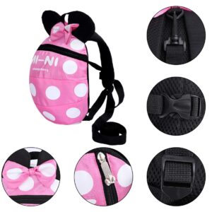 Baby Toddler Leash Baby Leash Backpack Little Kid Boys Girls Anti-Lost Travel Bag Harness Reins Cute Cartoon Backpacks with Safety Leash for Baby Backpack Leash for Toddlers 1-5 Years (Pink)