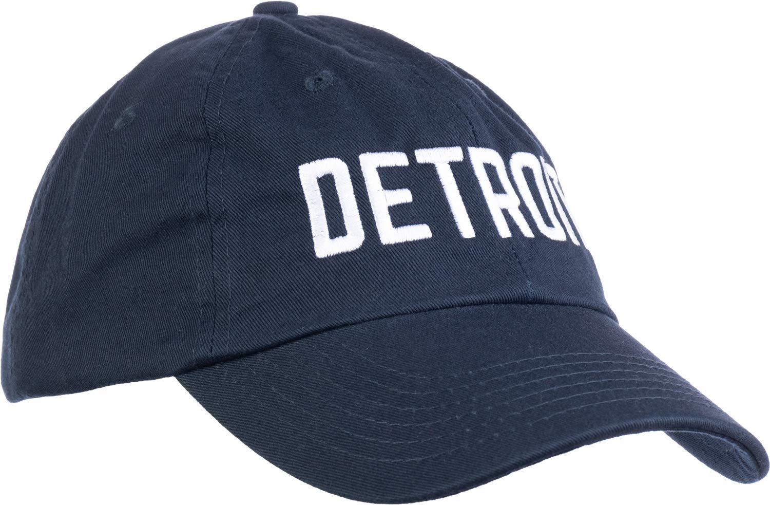 Ann Arbor T-shirt Co. Detroit | Classic Retro City Detroiter 313 Cool Michigan Men's or Women's Cap Dad Hat- Navy