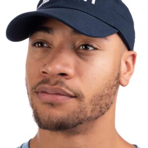 Ann Arbor T-shirt Co. Detroit | Classic Retro City Detroiter 313 Cool Michigan Men's or Women's Cap Dad Hat- Navy