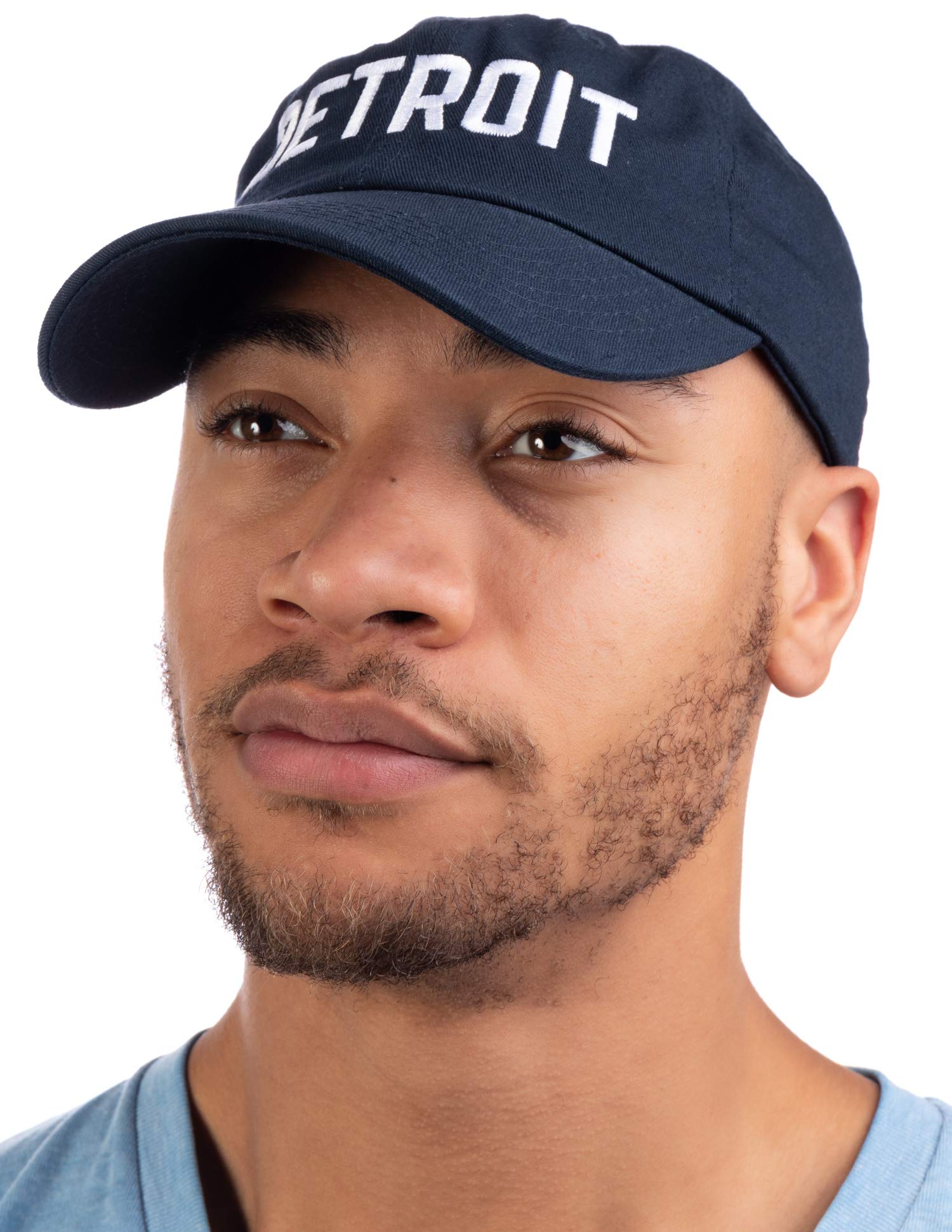 Ann Arbor T-shirt Co. Detroit | Classic Retro City Detroiter 313 Cool Michigan Men's or Women's Cap Dad Hat- Navy