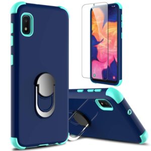 lovpec compatible with galaxy a10e case with soft tpu screen protector, ring magnetic holder kickstand shockproof protective phone cover case for samsung galaxy a10e 5.8 inches (navy)