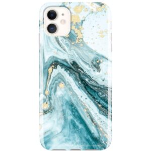 jiaxiufen compatible with iphone 11 case gold sparkle glitter marble slim shockproof flexible bumper tpu soft case rubber silicone cover phone case for iphone 11 2019 6.1 inch - blue