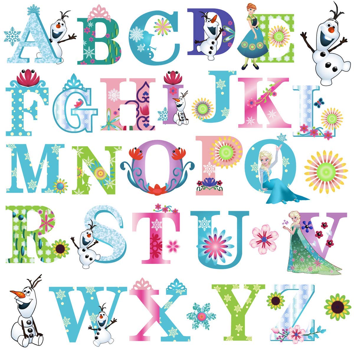 DEKOSH Alphabet Wall Stickers for Baby Girl Nursery | Peel & Stick Decorative Girl Wall Decals for Bedroom