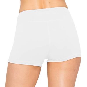 ALWAYS Women Workout Yoga Shorts - Premium Soft Solid Stretch Cheerleader Running Dance Volleyball Short Pants White M