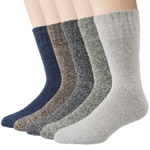 ysense 5 pairs mens wool socks winter warm thick socks knit causal crew socks for men