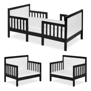 dream on me hudson 3 in 1 convertible toddler bed in black and white, greenguard gold certified, jpma certified, non toxic finishes, made of sustainable new zealand pinewood