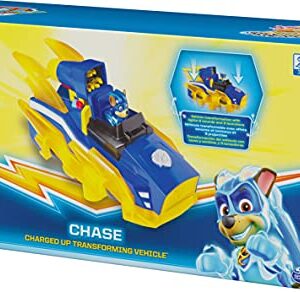 Paw Patrol, Mighty Pups Charged Up Chase Transforming Deluxe Vehicle Preschool Toy with Lights and Sounds