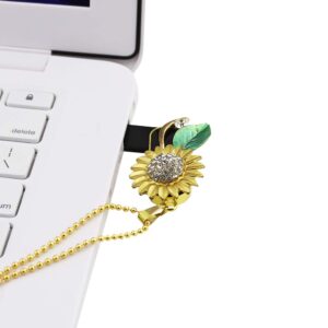 Novelty Cool Sunflower Shape 32GB USB 2.0 Flash Drive Diamond Crystal Memory Stick Pen Drive Flash Disk Thumb Drive