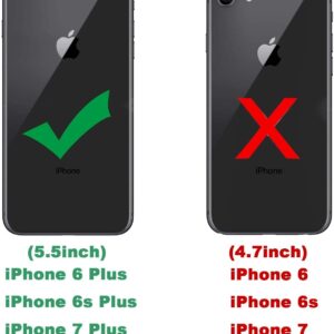 LeYi Compatible for iPhone 8 Plus Case, iPhone 7 Plus Case for Women, iPhone 6s Plus Case with Tempered Glass Screen Protector [2Pack], Military-Grade Phone Case with Kickstand for iPhone 6 Plus, Red