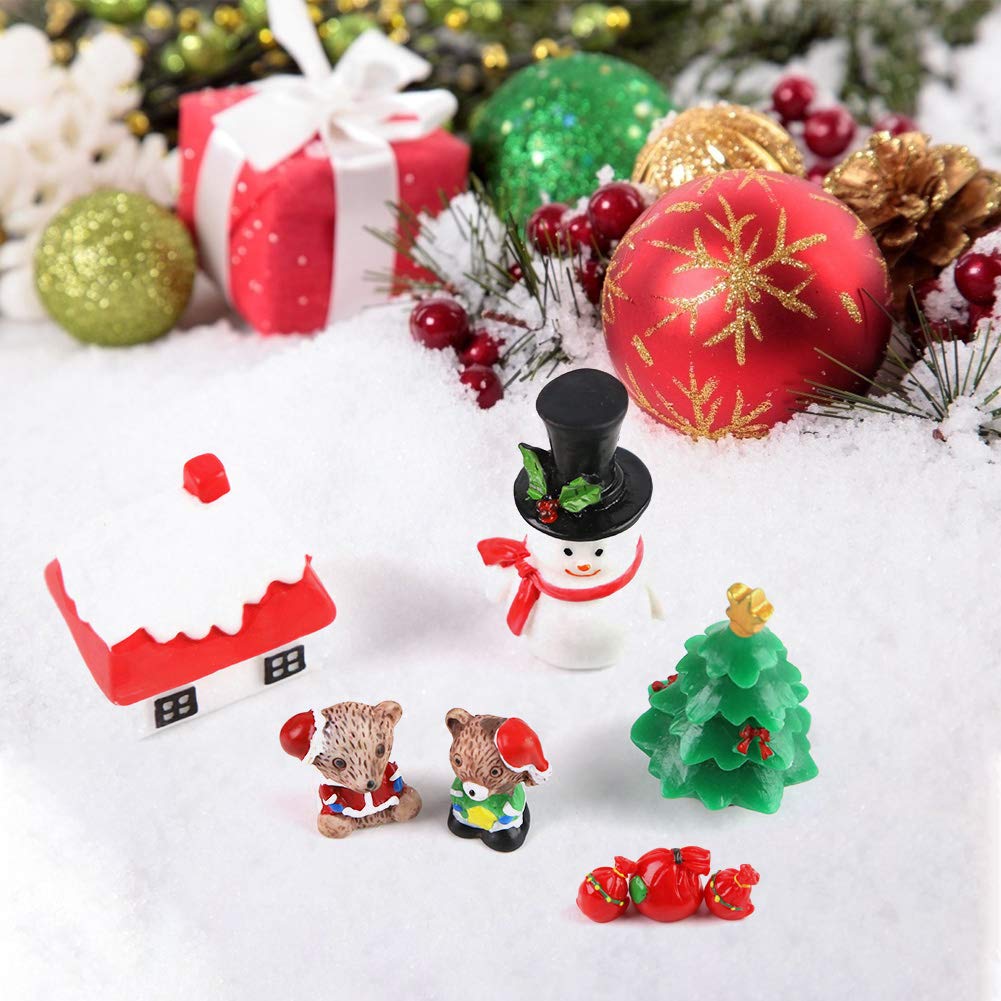 LovesTown 38 PCS Fairy Garden Christmas Accessories, Christmas Miniature Ornaments, DIY Snow Globe Figurines, Christmas Decorations for Christmas Party