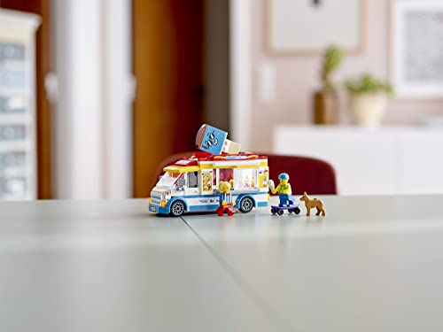 LEGO City Ice Cream Truck Van 60253 Building Toy Set - Featuring Skater Minifigures, Skateboard, and Dog Figure, Fun Gift Idea for Boys, Girls, and Kids Ages 5+