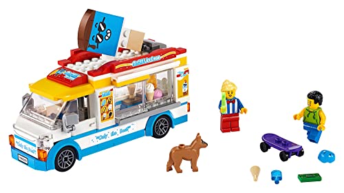 LEGO City Ice Cream Truck Van 60253 Building Toy Set - Featuring Skater Minifigures, Skateboard, and Dog Figure, Fun Gift Idea for Boys, Girls, and Kids Ages 5+