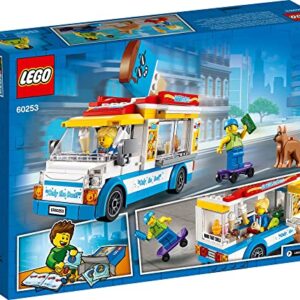 LEGO City Ice Cream Truck Van 60253 Building Toy Set - Featuring Skater Minifigures, Skateboard, and Dog Figure, Fun Gift Idea for Boys, Girls, and Kids Ages 5+