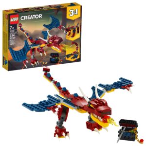 lego creator 3in1 fire dragon 31102 building kit, cool buildable toy for kids (234 pieces)