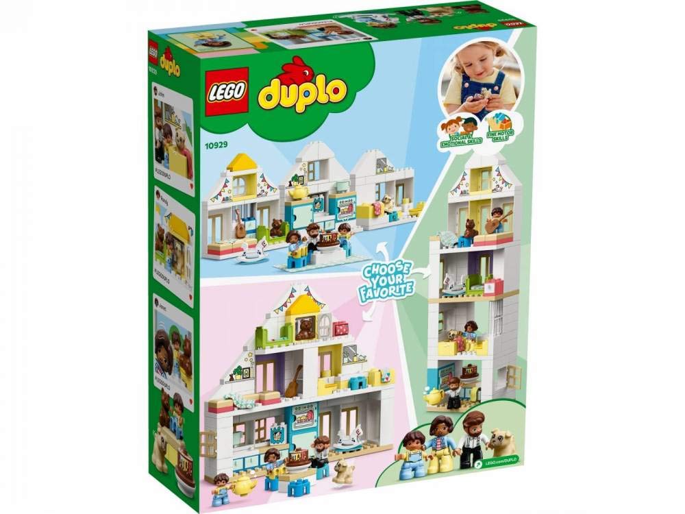 LEGO DUPLO Town Modular Playhouse 10929 Dollhouse with Furniture and a Family, Great Educational Toy for Toddlers (130 Pieces), Multicolor