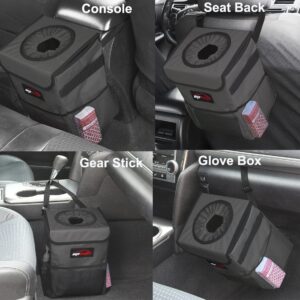 EPAuto Waterproof Car Trash Can with Lid and Storage Pockets, Dark Grey