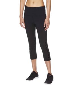 reebok womens highrise capri compression athletic pants, black, medium