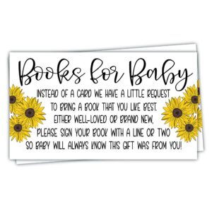 50 sunflower books for baby shower request cards - invitation inserts