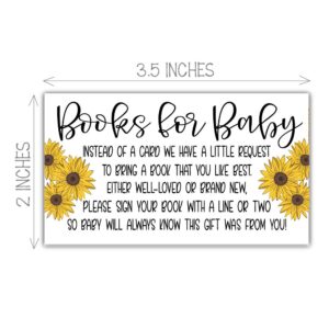 50 Sunflower Books for Baby Shower Request Cards - Invitation Inserts