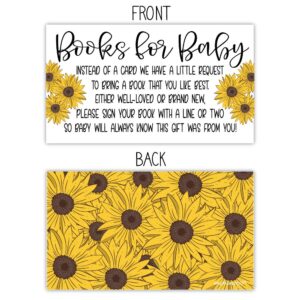 50 Sunflower Books for Baby Shower Request Cards - Invitation Inserts