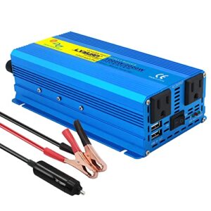 cantonape 1000w pure sine wave inverter 12v to 110v ac power inverter converter with 3.1a usb car adapter and cigarette lighter plug for car outdoor