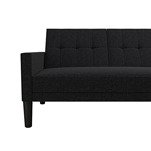 DHP Haven Small Space Sectional Sofa, Dark Gray Linen Futon,