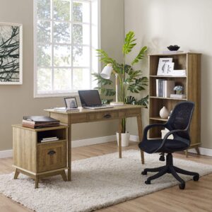 Newport Series Home Office Computer Writing Desk with Fully Extended Drawer | Laptop PC Workstation With USB Hub | Sturdy and Stylish | Easy Assembly| Golden Oak Wood Look Accent Living Room Furniture