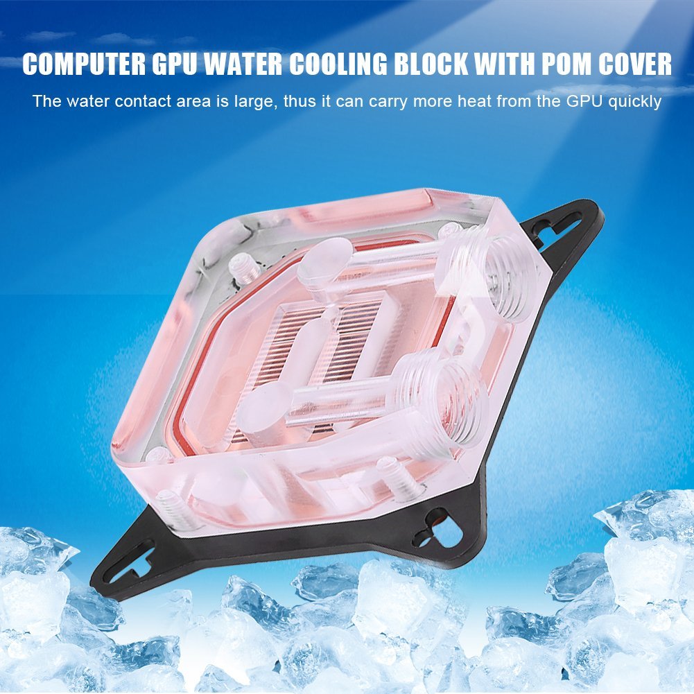 GPU Water Block, Computer Universal Water Cooling Block, GPU Waterblock Copper Base POM Cover with Waterway, Acrylic Water Cooling System Parts Radiator Clear Kits for DIY PC