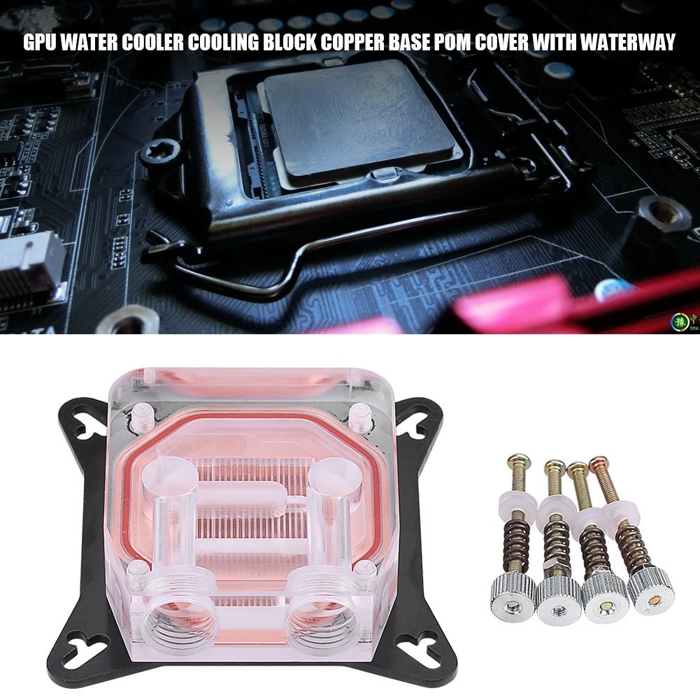 GPU Water Block, Computer Universal Water Cooling Block, GPU Waterblock Copper Base POM Cover with Waterway, Acrylic Water Cooling System Parts Radiator Clear Kits for DIY PC