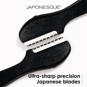 Japonesque Brow Touch Up Razors with Ultra-Sharp Stainless Steel Blades, for Removal of Unwanted Facial Hair and Peach Fuzz, Protective Blade Cover for Safe Storage Included