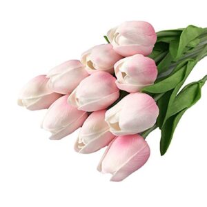 shlutesoy artificial flower, 1 bouquet artificial tulip home garden wedding flower arrangement desktop decor - light pink 5pcs