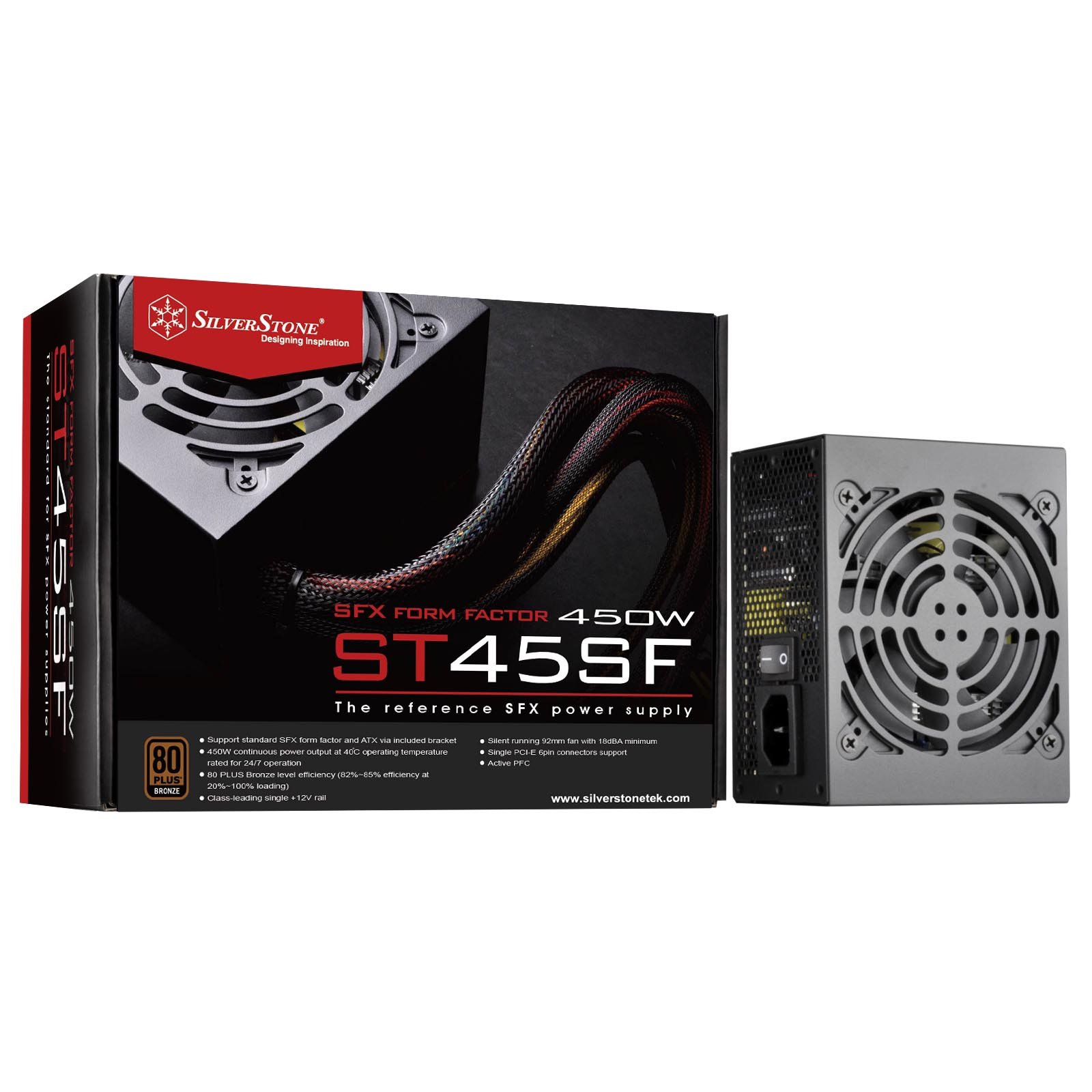 SilverStone Technology 450W SFX Form Factor 80 Plus Bronze Power Supply (ST45SF-V3-USA), SST-ST45SF-V3-USA