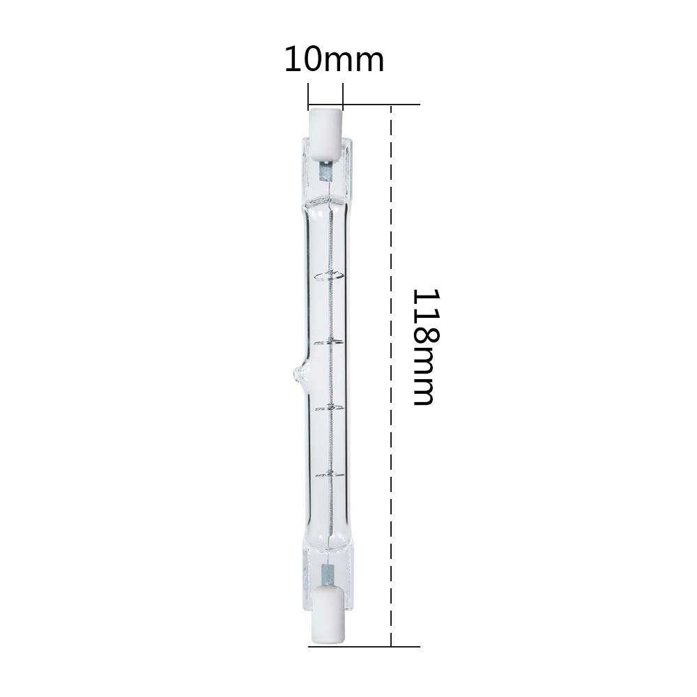 Comyan 4-Pack R7S 118mm T3 300W Halogen Bulb Dimmable 4500lm J-Type 120V R7S Base Warm White 2700K Double Ended Halogen Light Bulbs