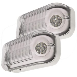 lfi lights | wet/outdoor location rated emergency light | two led adjustable round heads | hardwired with battery backup | ul listed | (2 pack) | el-wetled