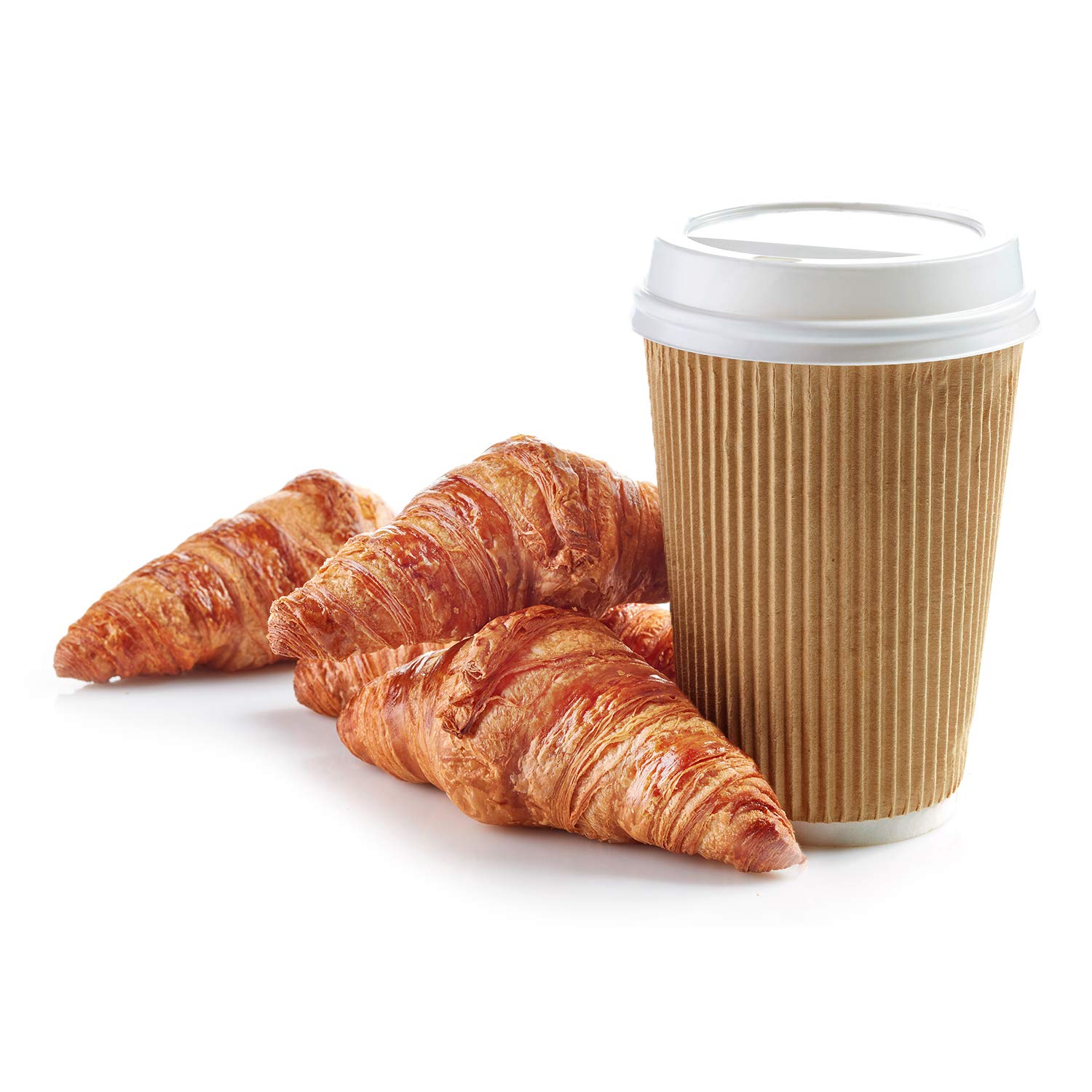 Comfy Package [50 Sets - 12 oz.] Insulated Ripple Paper Hot Coffee Cups With Lids