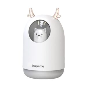 hopeme cool mist usb humidifier with adjustable mist mode, 300ml water tank lasts up to 10 hours, 7 color led lights changing, waterless auto shut-off for bedroom, home, office (white)…